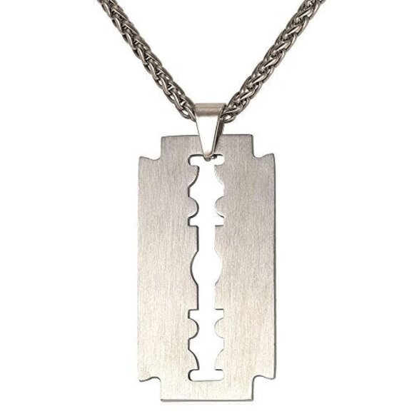 Stainless Steel Punk Razor Blade Necklace
